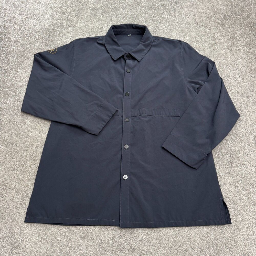 Mondetta Commuter Button Down Shirt Mens Medium Navy Blue Pocket Stretch Classic
